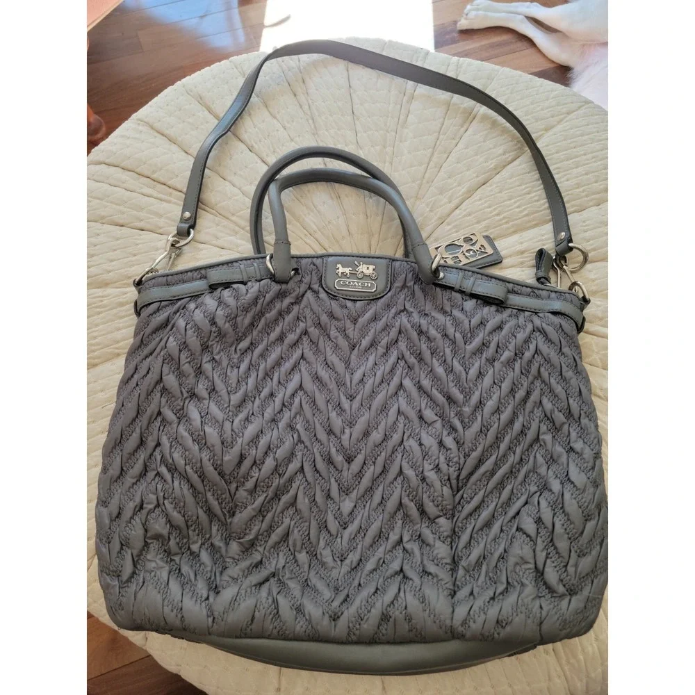 Rare Anniversary 70th Coach Purse Madison Satchel Shoulder Bag 18634 Gray